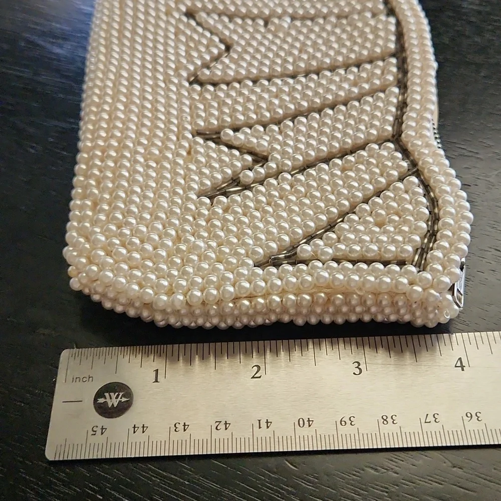 1960's vintage beaded faux pearls clutch bag made in Japan - Picture 6 of 9